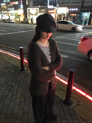 Boucle Knit Drop Shoulder Open Cardigan