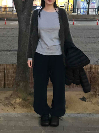 Boucle Knit Drop Shoulder Open Cardigan
