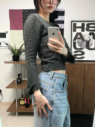 Basic Square Neck Slim Fit Brushed Knit