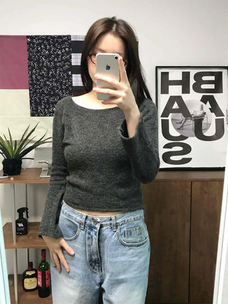 Basic Square Neck Slim Fit Brushed Knit