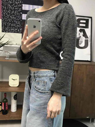 Basic Square Neck Slim Fit Brushed Knit