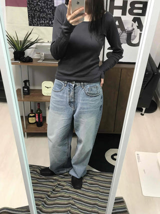 Retro Light Wash Balloon Fit Jeans