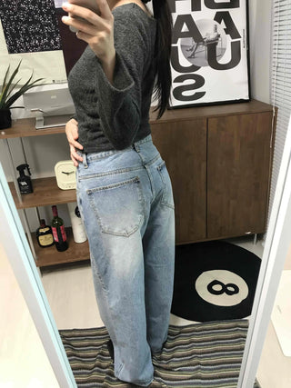 Retro Light Wash Balloon Fit Jeans