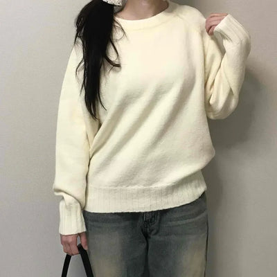Washed Fade Banding Cuff Round Knit