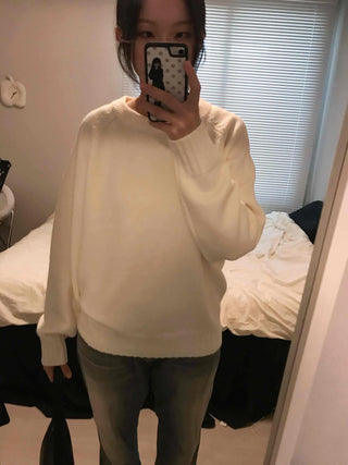 Washed Fade Banding Cuff Round Knit