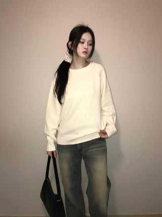 Washed Fade Banding Cuff Round Knit