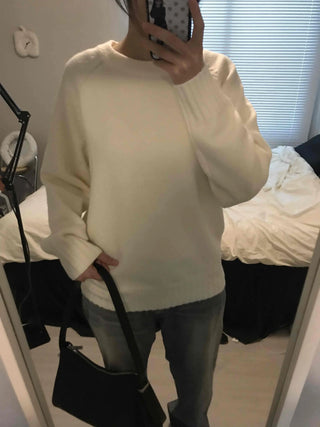 Washed Fade Banding Cuff Round Knit