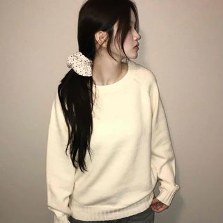 Washed Fade Banding Cuff Round Knit