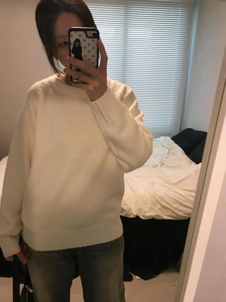 Washed Fade Banding Cuff Round Knit
