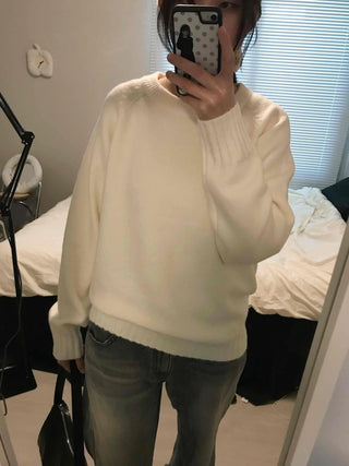 Washed Fade Banding Cuff Round Knit