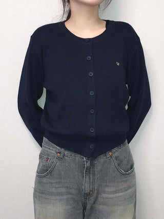 Daily Basic Round Button Crop Knit Cardigan