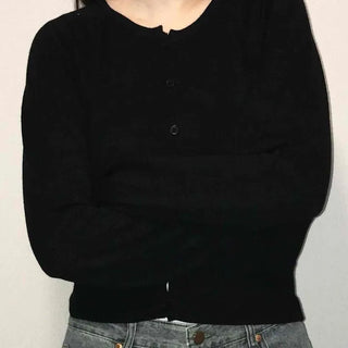 Basic Square Neck Puff Sleeve Short Cardigan