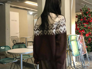 Fair Isle Jacquard Round Neck Shoulder Button Cardigan