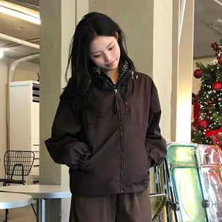Utility Cargo Pocket Drawstring Zip-Up Jumper