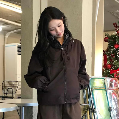 Utility Cargo Pocket Drawstring Zip-Up Jumper