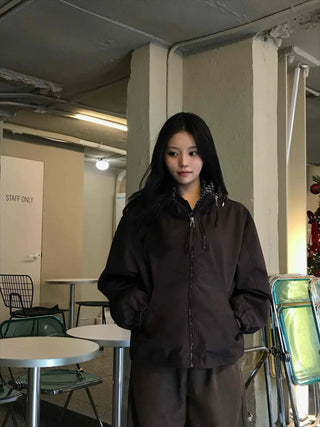 Utility Cargo Pocket Drawstring Zip-Up Jumper