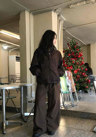 Utility Cargo Pocket Drawstring Zip-Up Jumper