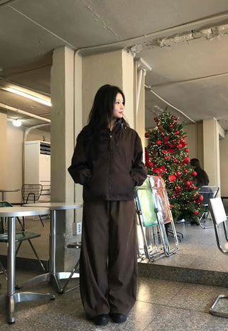Utility Cargo Pocket Drawstring Zip-Up Jumper