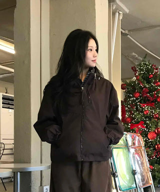 Utility Cargo Pocket Drawstring Zip-Up Jumper