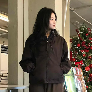 Utility Cargo Pocket Drawstring Zip-Up Jumper