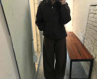 Utility Cargo Pocket Drawstring Zip-Up Jumper