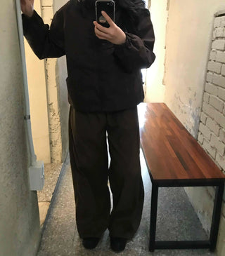 Utility Cargo Pocket Drawstring Zip-Up Jumper