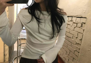 Romantic Ruffle Banding Basque Off-shoulder T-shirt