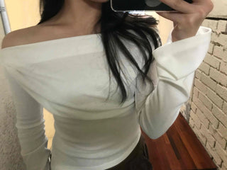 Romantic Ruffle Banding Basque Off-shoulder T-shirt