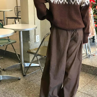 Loose Fit Elastic Waist Semi-Wide Jogger Pants