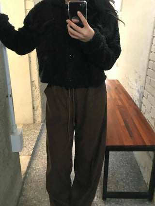 Loose Fit Elastic Waist Semi-Wide Jogger Pants