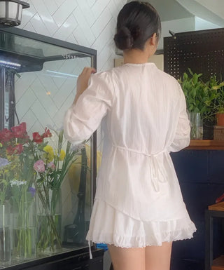 Orange Angel Strap Pintuck See-through Blouse