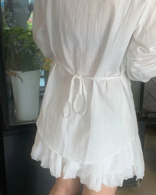Orange Angel Strap Pintuck See-through Blouse