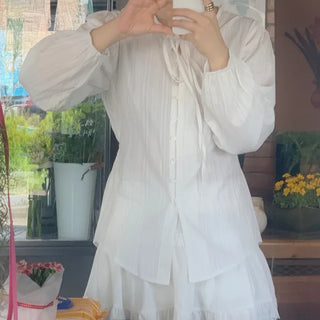 Orange Angel Strap Pintuck See-through Blouse