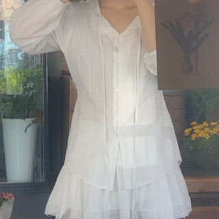 Orange Angel Strap Pintuck See-through Blouse