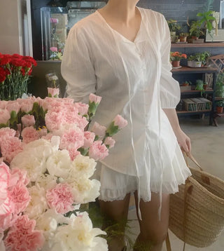 Orange Angel Strap Pintuck See-through Blouse