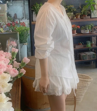 Orange Angel Strap Pintuck See-through Blouse