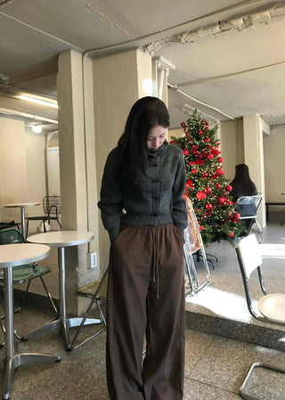 Daily Loose Fit Puff Sleeve Duffle Button Cardigan