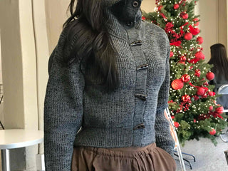Daily Loose Fit Puff Sleeve Duffle Button Cardigan