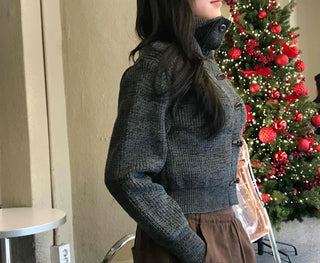 Daily Loose Fit Puff Sleeve Duffle Button Cardigan