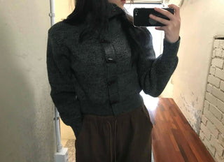 Daily Loose Fit Puff Sleeve Duffle Button Cardigan
