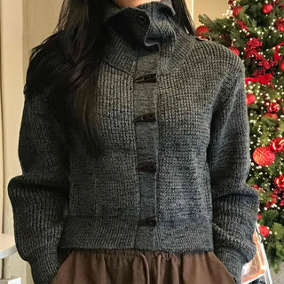 Daily Loose Fit Puff Sleeve Duffle Button Cardigan