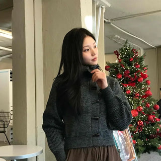 Daily Loose Fit Puff Sleeve Duffle Button Cardigan