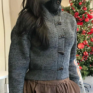 Daily Loose Fit Puff Sleeve Duffle Button Cardigan