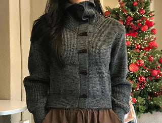 Daily Loose Fit Puff Sleeve Duffle Button Cardigan