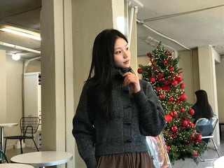 Daily Loose Fit Puff Sleeve Duffle Button Cardigan
