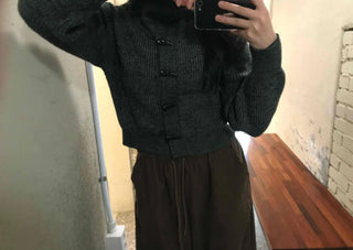 Daily Loose Fit Puff Sleeve Duffle Button Cardigan