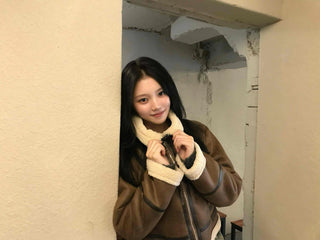 Boa Color Shawl Collar Vegan Leather Zip-Up Jacket