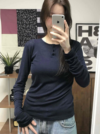 Modern Short Collar Slim Fit Long Sleeve T-shirt
