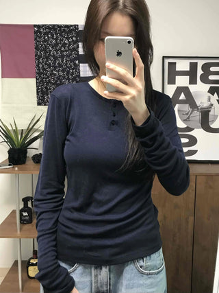 Modern Short Collar Slim Fit Long Sleeve T-shirt