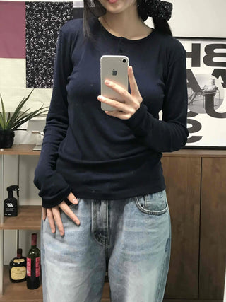 Modern Short Collar Slim Fit Long Sleeve T-shirt